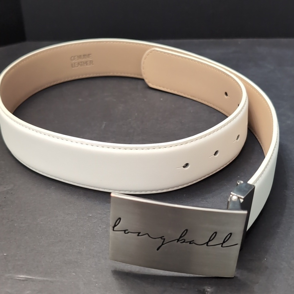 Longball Men's White/Cream Genuine Leather Belt.